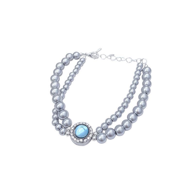 Корейский браслет Dreamy Blue Zircon & Pearl для женщин - Элегантный дизайн креста