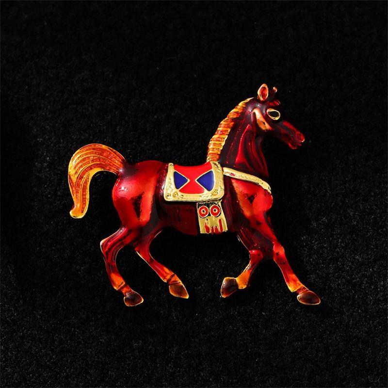 Винтажная эмалевая брошь из сплава «Скачущая боевая лошадь», зодиакальная пони, женская/мужская, модные аксессуары для одежды, лацканный значок для костюма, корсаж, подарки