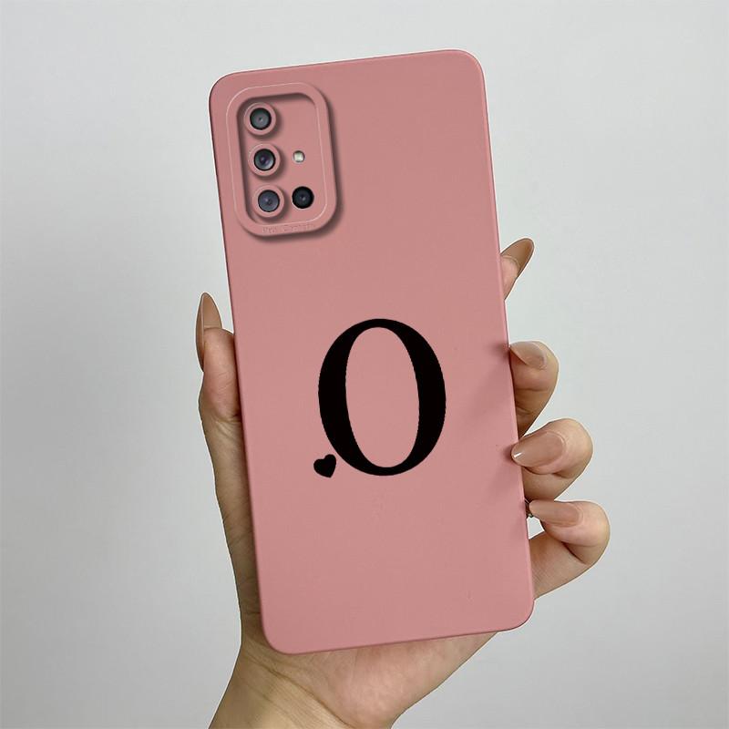 For Samsung Galaxy A51 A71 Case A515F A715F Initial Letters Liquid Silicone Phone Case For Samsung A51 A 31 71 Soft Cover Bumper