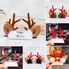 1 Pair Reindeer Antler Hair Clips for Christmas Fluffy Ear Headband with Pom Poms Festive Girls Hair Accessories Gift for Women Kids