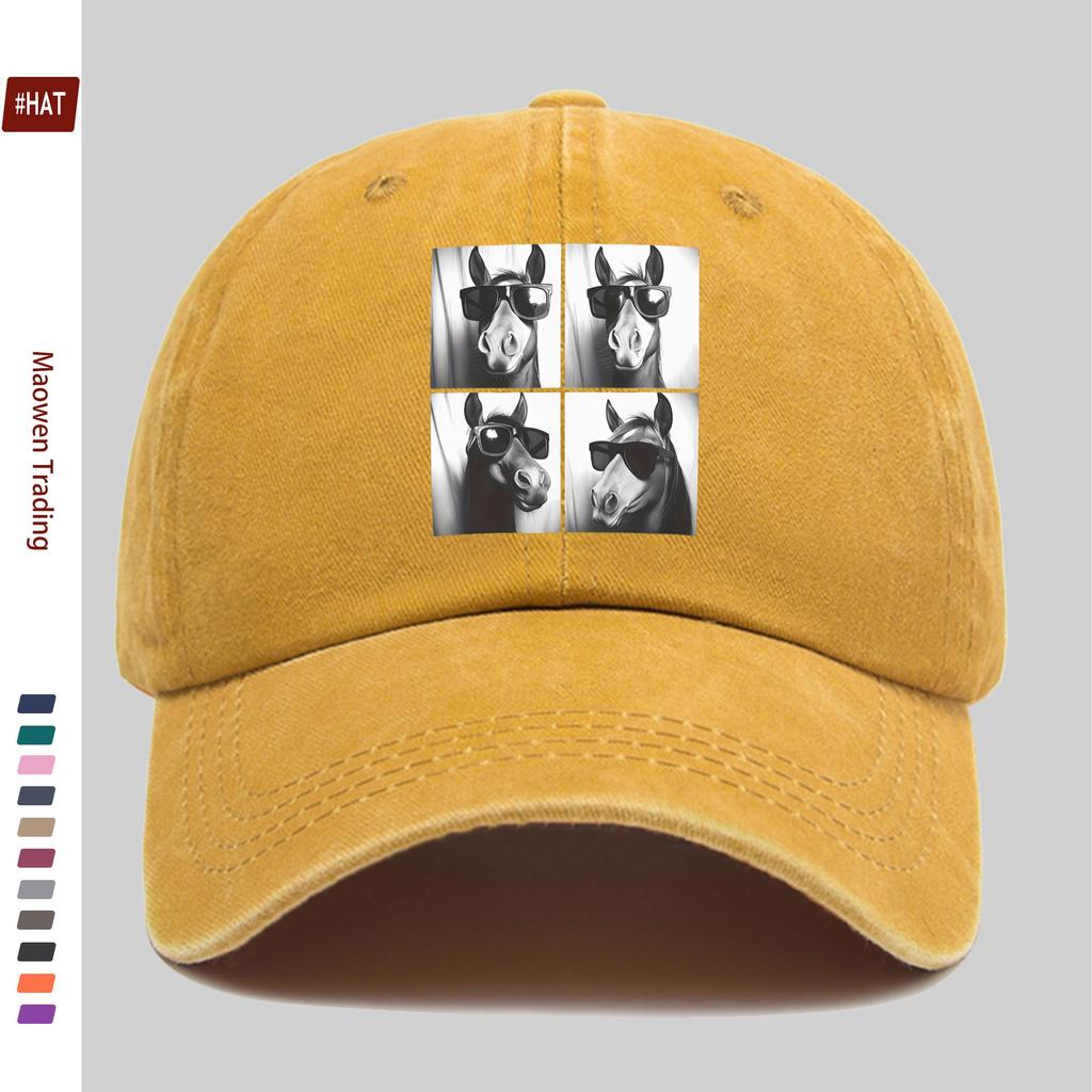 pc Vintage Horse Pattern Printed Baseball Cap Commute Casual Comfortable Design Sun Hat Comfortable And Lightweight Adjustab