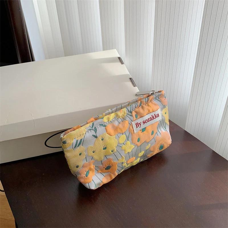 New Korean Women Floral Makeup Bags Cosmetic Bag Organizer Pouch Travel Make Up Toiletry Bag Canvas Beauty Case Pencil Case