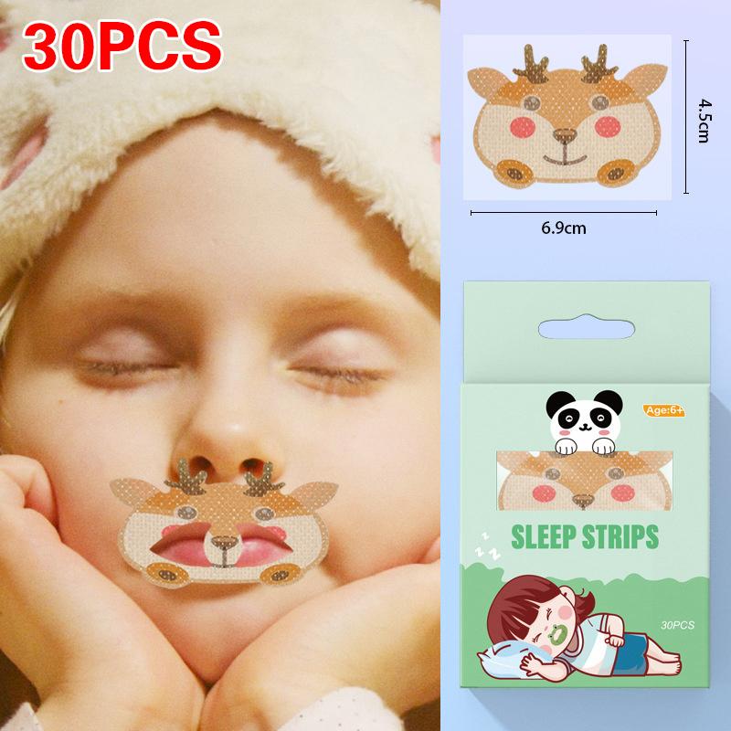 30Pcs Cartoon Anti-Snoring Stickers for Kids Sleeping Closed-Mouth Breathing Correction Nose Shaping Orthosis Tape 'Shut Up'