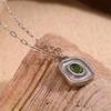MamacitaSlay Retro Irregular Pendant Round Green Zircon Paper Clip Chain women's necklace trendy women's stainless steel jewelry