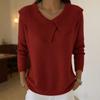 Women Knitting Tops Large Lapel Long Sleeve Solid Color Sweater Soft Stretchy Casual Knitwear Work Party Date Wear