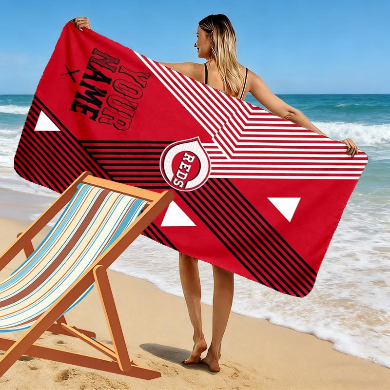 Name Custom Cincinnati Reds Print Beach Towel, Large Soft Quick Dry Towel for Beach Camping Swimming