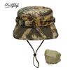 Camouflage mountaineering basin hat outdoor men's big head circumference bucket hat sun protection can be stored bionic camping jungle hat