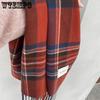 Women's Christmas Scarf Red and Blue Plaid Shawl Student Color Blocked Plaid Scarf