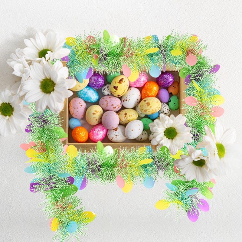 2 м Easter Подвесные Гирлянды Мишура Полосатый Орнамент DIY Венок Поделки 2025 Easter День Рождения Детский Подарок Весенний Домашний Декор для Вечеринки