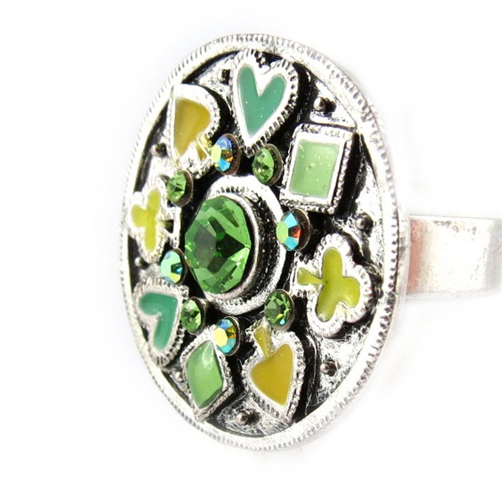 Les Trésors De Lily [E6565] — Зеленое дизайнерское кольцо «Карточная игра»