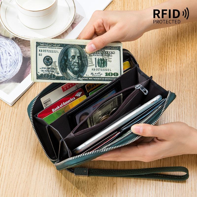 Женский кошелек длинный кожаный RFID первый слой коровья кожа клатч-сумка мягкая кожа простой кошелек сумка для мобильного телефона мужчины
