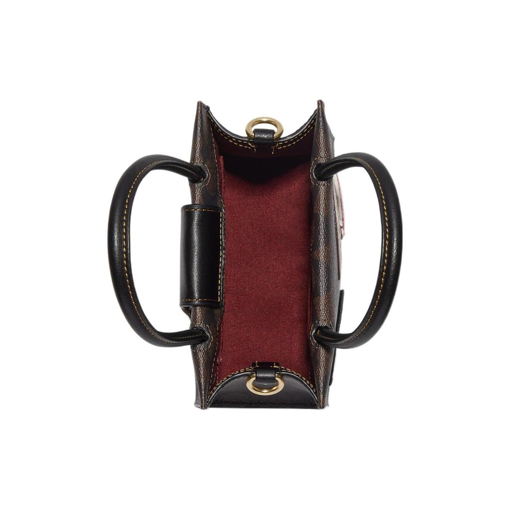 COACH Cally Coated Canvas Leather Handbag , Shoulder Bag , Crossbody Bag Mini Women's Dark Brown (Unisex) Handbags CE593 IMOSN