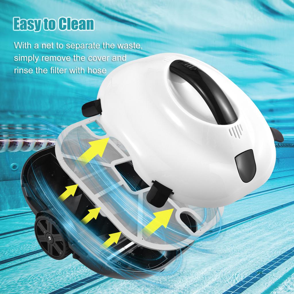 Беспроводной роботизированный очиститель бассейна Пылесос для бассейна Мощное всасывание Плавная работа длится 150 минут с 4