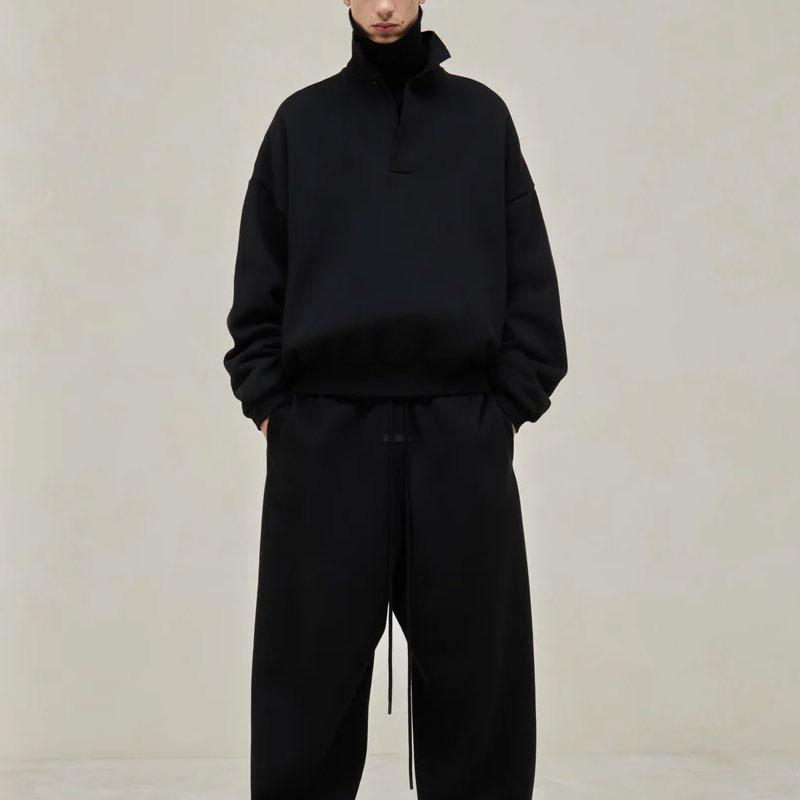 Fear of God Essentials Мужские топы с длинным рукавом, поло, угольно-черные 192SP244394F