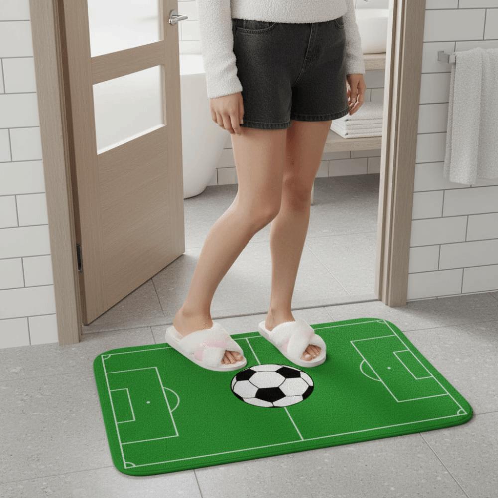 Green Football Court Pattern Doormat Non-slip Small Rug Home Decor Bath Mat Bathroom