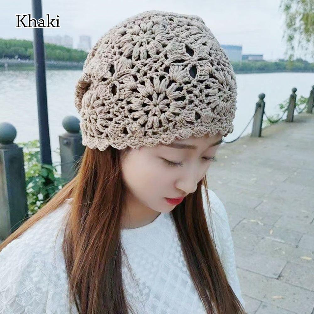 Выдолбленная вязаная шапка с цветами, солнцезащитный козырек, дышащая женская шапка с черепами