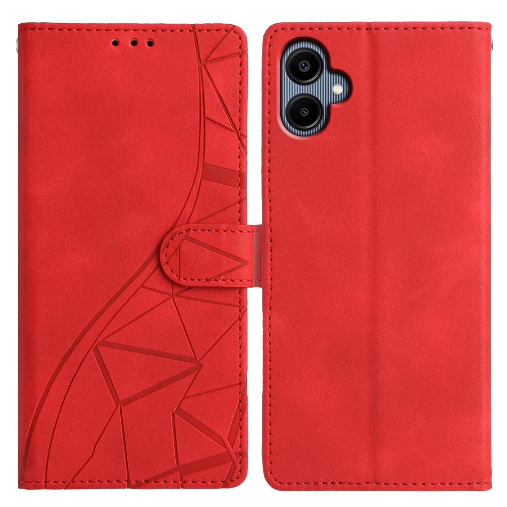 For Samsung Galaxy A06 4G Case Wallet Stand Imprinted Triangle Pattern Leather Phone Flip Cover