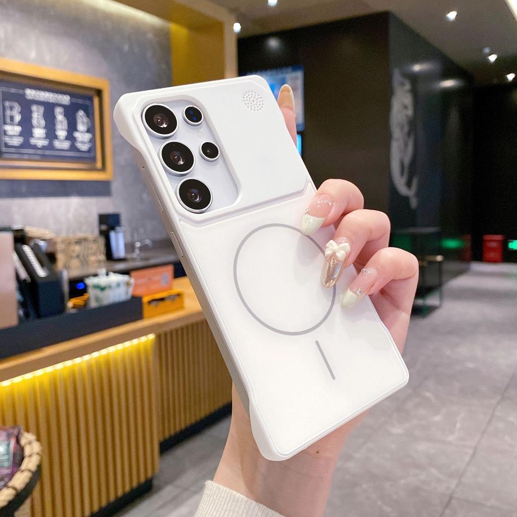 Suitable for Samsung S23ULTRA Aromatherapy AG Matte Frameless Mobile Phone Case S25 S24U Thin Circle Magnetic Suction Protective Case