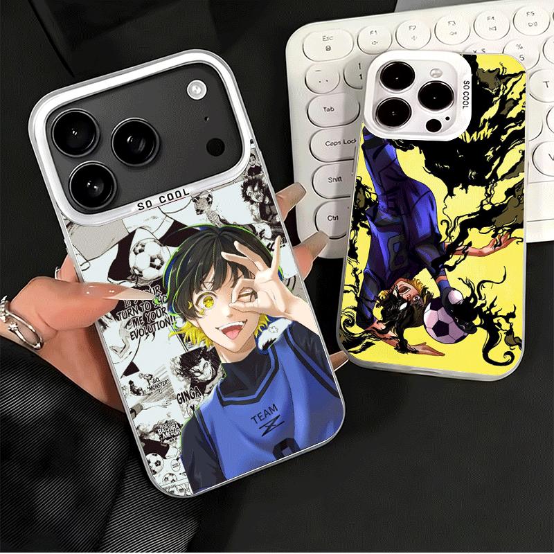 Синий L-Lock Бачира Мегуру Мягкий чехол для телефона для iPhone 15 16 17 Pro Max 17Air 16E 14 Plus 13 12 Mini Ударопрочная задняя крышка