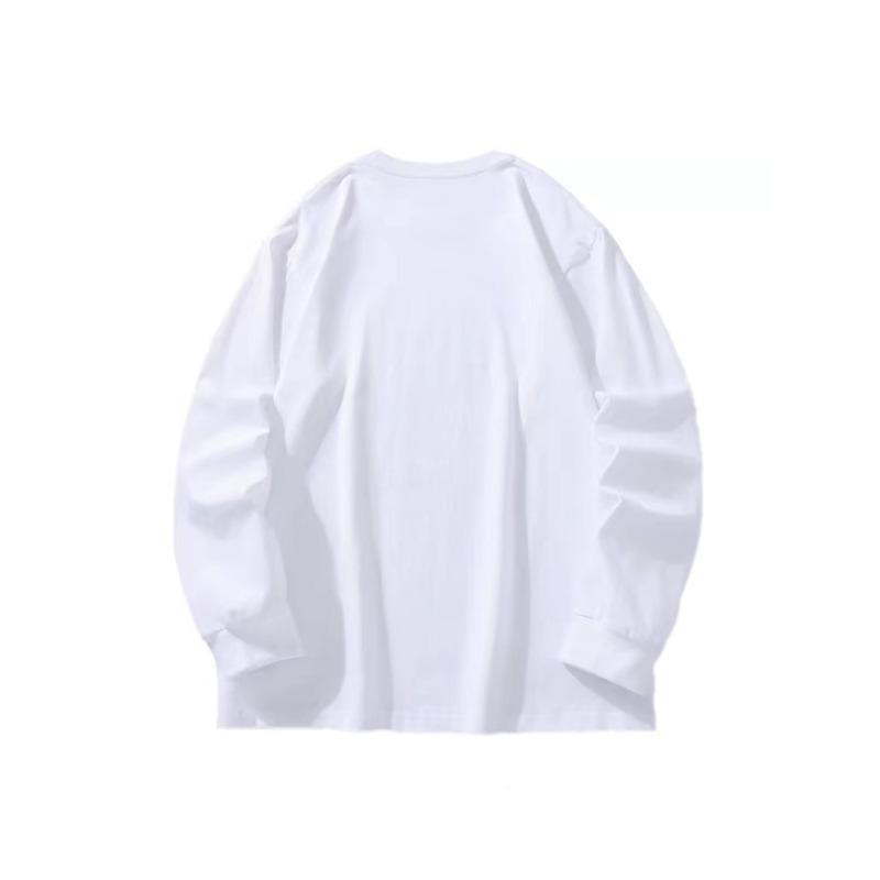 Большая осенняя одежда с длинными рукавами из чистого хлопка, новый мужской и женский топ, весенний внутренний слой, базовая рубашка, круглый вырез