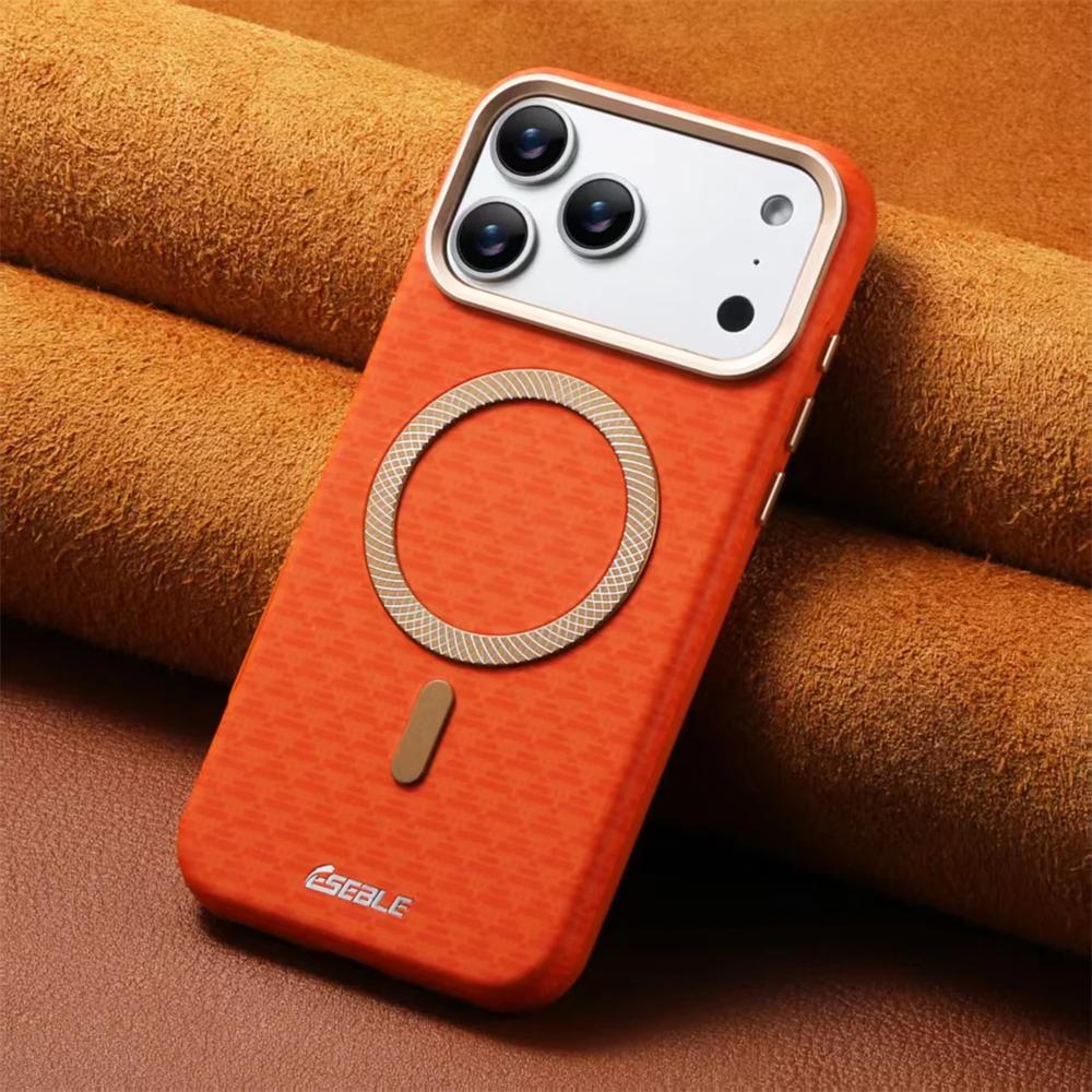 Роскошный Битмапный Кожаный Магнитный Чехол Для Телефона Для iPhone 17 16 15 14 13 Pro Max Для Magsafe Беспроводной Зарядки Металлическая Кнопка Бампер Чехол