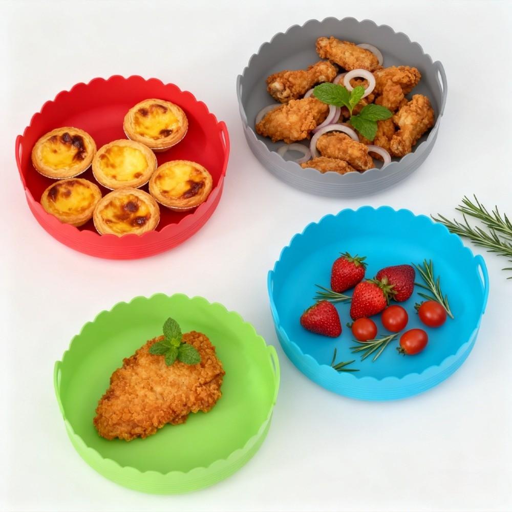 Food-grade Silicone Air Fryer Liners Multi-color Divided Airfryer Basket 3 Grids Oven Tray Home