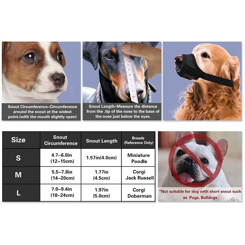 Practical-Dog Muzzle, Prevent Biting, Barking And Chewing Adjustable Breathable Mesh Soft Fabric Dog Muzzle Allows Panting