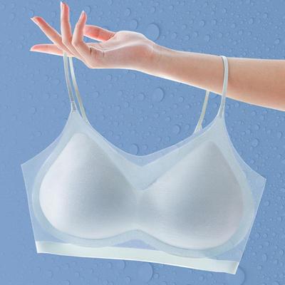 Ультратонкий бюстгальтер Push Up Bra Ice Silk Бесшовное нижнее белье Женский тонкий дышащий слинг Красивая спинка жилет для сна Бралетт Большие размеры Бюстгальтеры
