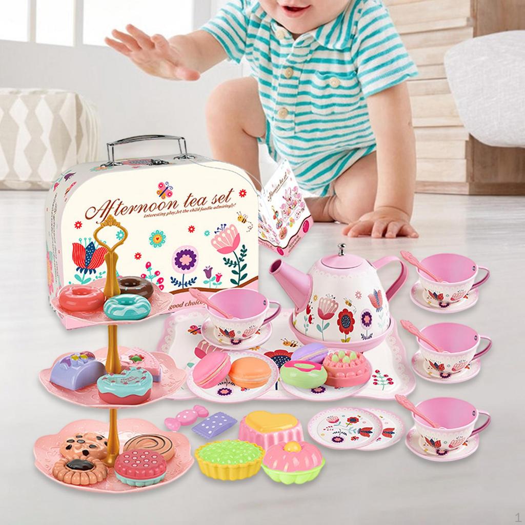 Игровой набор для послеобеденного чая, праздничный набор, десертные игрушки, ролевые игры для детей