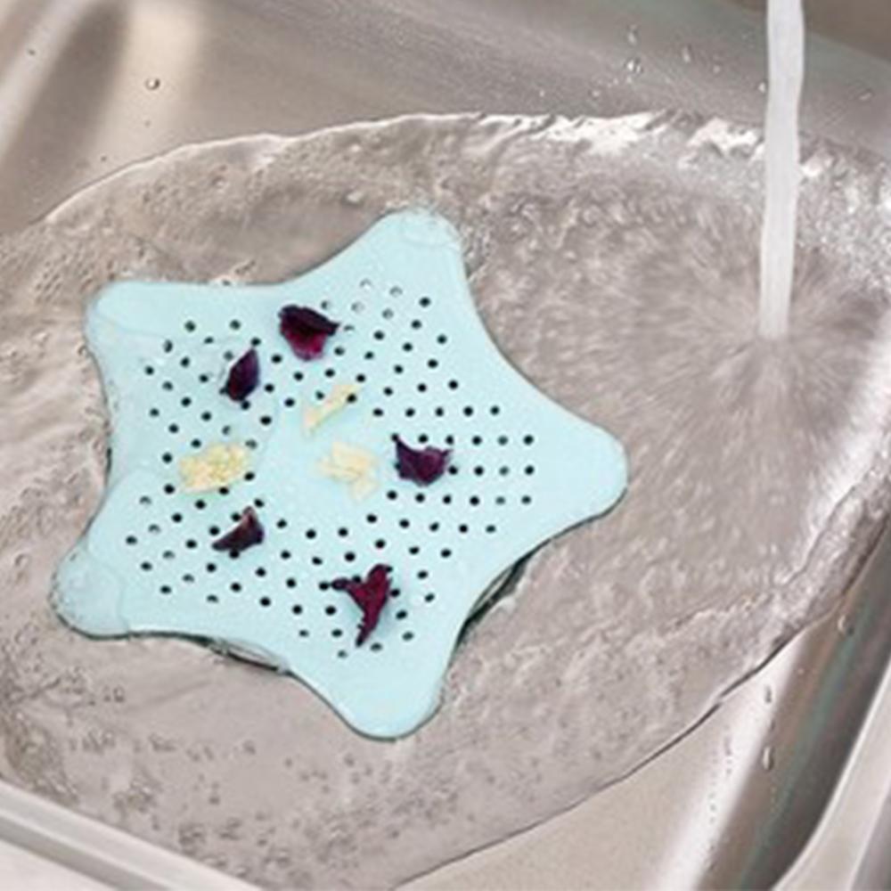 4 pieces of star-shaped silicone floor drain cover sink anti-clogging silicone filter color