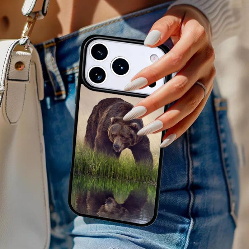 Cute Grizzly Bear Phone Case For iPhone 17 Air 14 15 13 12 Max Cover For Apple 14 15 16 16e 11 Pro Max Plus