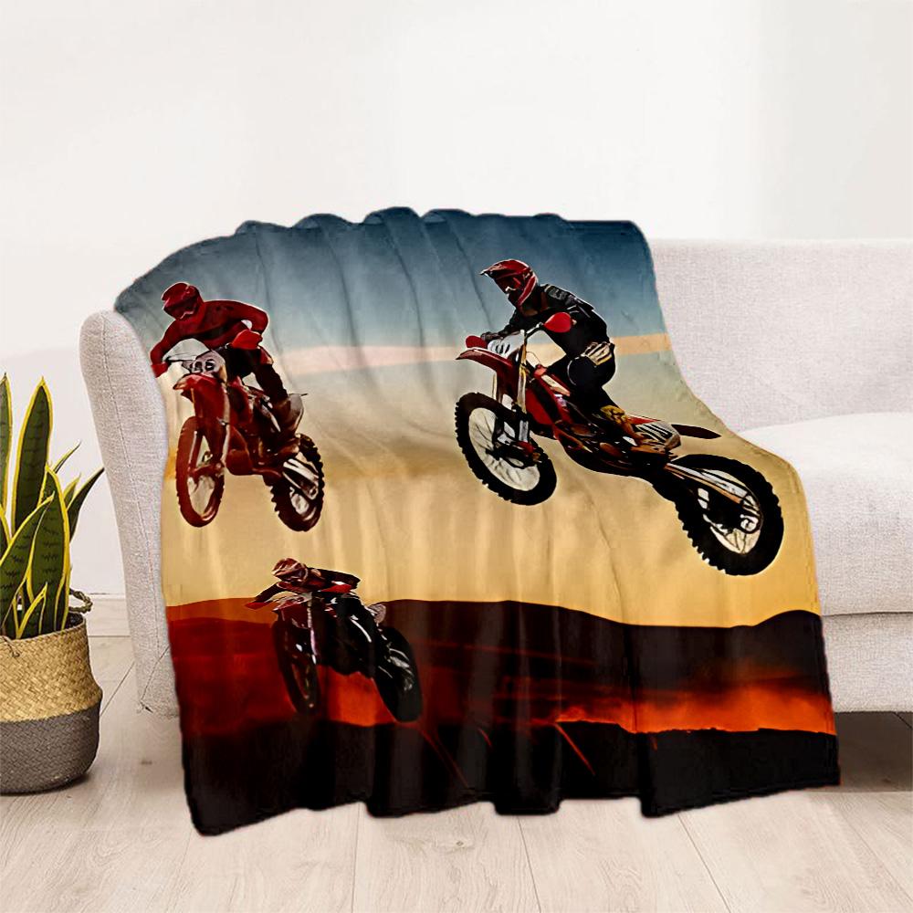 Motocross Adventure Sport Flannel Blanket - Soft and Suitable for Sofas, Beds, Offices, Travel, All Seasons, and The Best Gift for The Holidays.