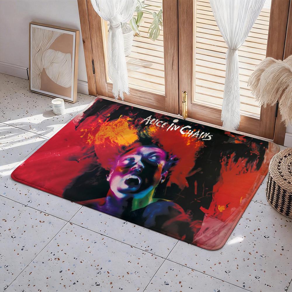 Retro Music Alice In Chains Floor Mat Eco Flannel Doormat Non Slip Odorless Indoor Floor Rug Soft Short Plush Home Mat