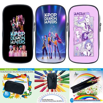 Huntrix Girl Kpop Школьный пенал Охотники на демонов Принадлежности Сумка для хранения Зои Руми Мира Саджа Мальчики Дети Студенты Пенал Мешочек Канцелярские товары