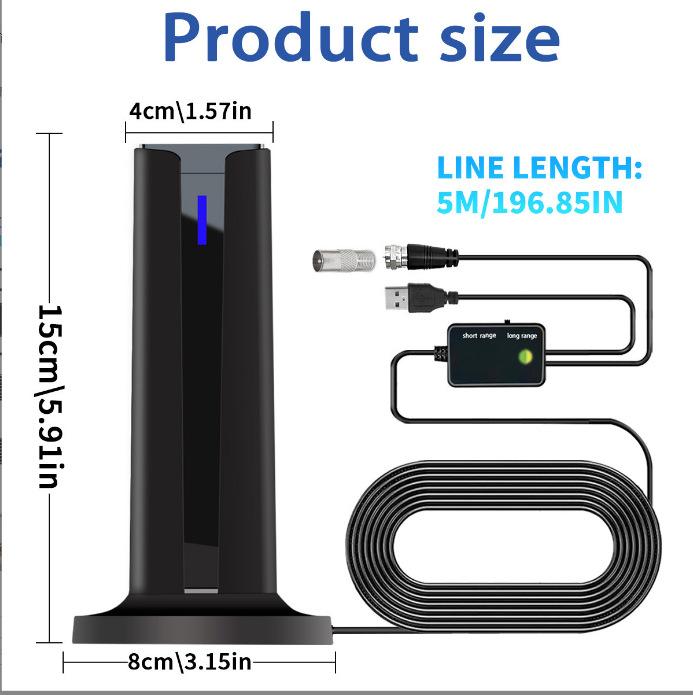 Цифровая ТВ-антенна для Smart TV Комнатная ТВ-антенна Дальний прием Антенна HDTV Поддерживает 4K 1080p С подставкой