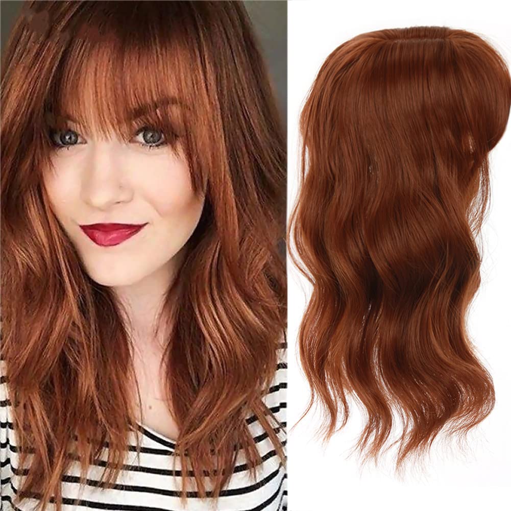Топпер для волнистых/кудрявых волос с воздушной челкой для женщин, синтетический зажим для наращивания волос, парик для увеличения объема для покрытия выпадения седых волос