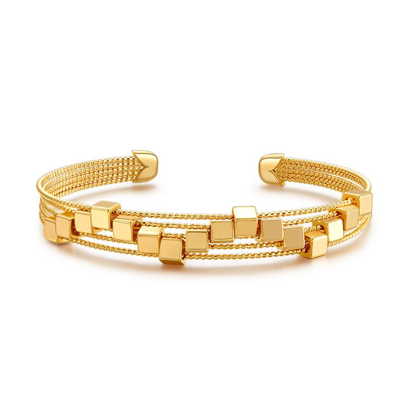 Copper Plated 18k Gold Open Geometric Bangle Minimalist Bracelet
