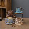 Retro Ceramic Cup Mug Style Simple Afternoon Tea Cup Creative Coarse Pottery Coffee Cup Saucer Set