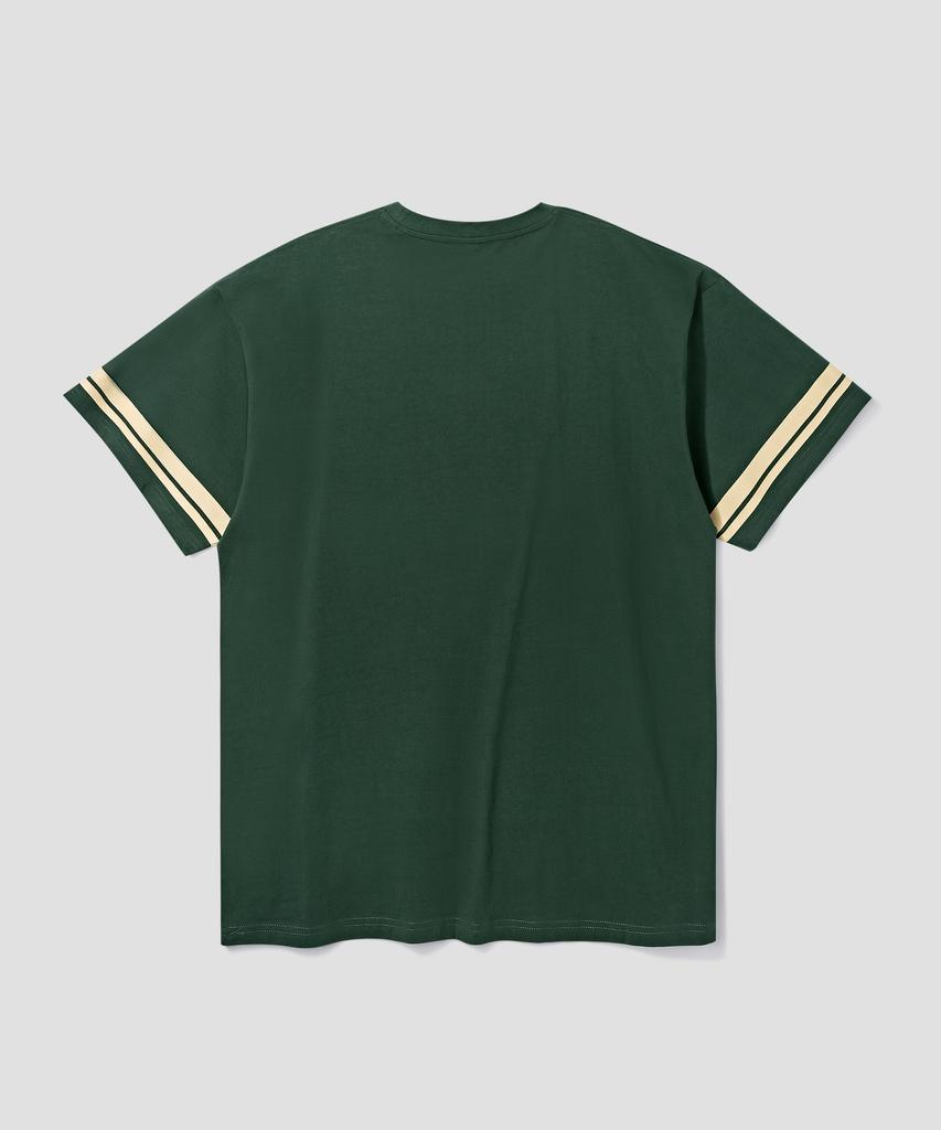 AGOD Oversized Vintage Rugby Short Sleeve T-Shirt [Deep Green]