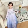 2024 Frozen Elsa Girls' Snowflake Long Sleeve Princess Dress Set - UV Protection