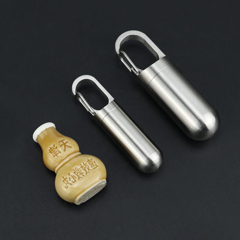 Портативная мини-герметичная капсула из нержавеющей стали, водонепроницаемая коробка для таблеток, подвеска для первой помощи для кемпинга, путешествия, открытый портативный чехол для таблеток