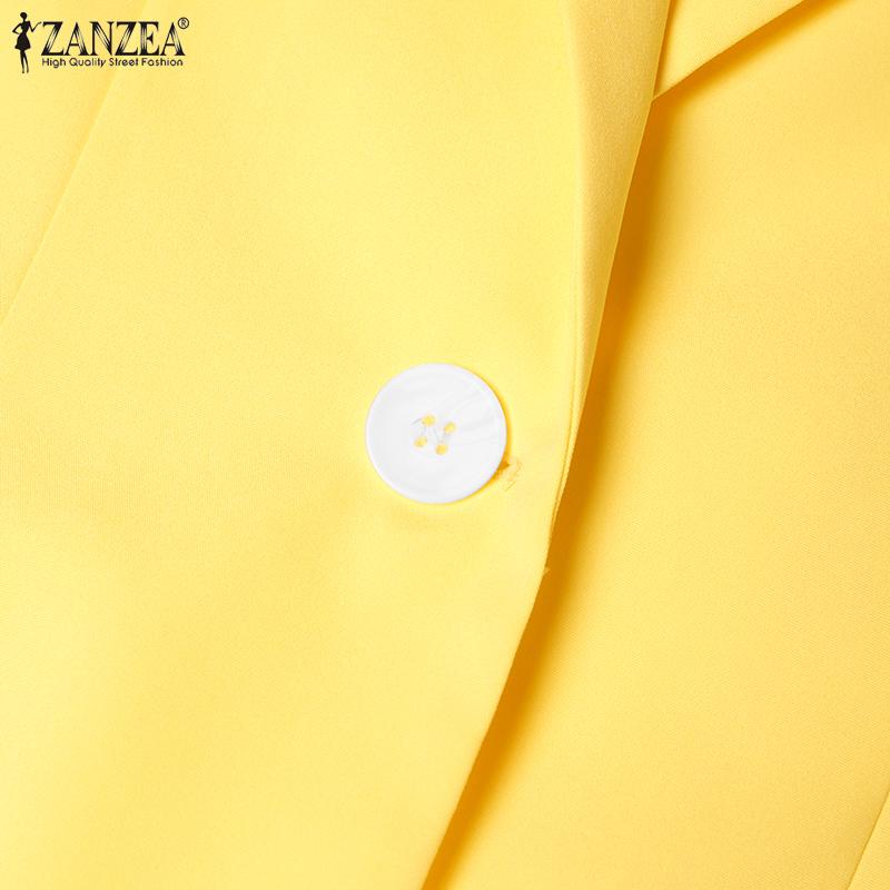 ZANZEA Женский пиджак с коротким рукавом, пальто с воротником с лацканами, элегантные повседневные куртки, верхняя одежда больших размеров