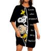 Сарафан Свободный Винтажный Платье-футболка с принтом Snoopy Повседневное Женское С коротким рукавом Новое Платье Большого Размера Женская Одежда