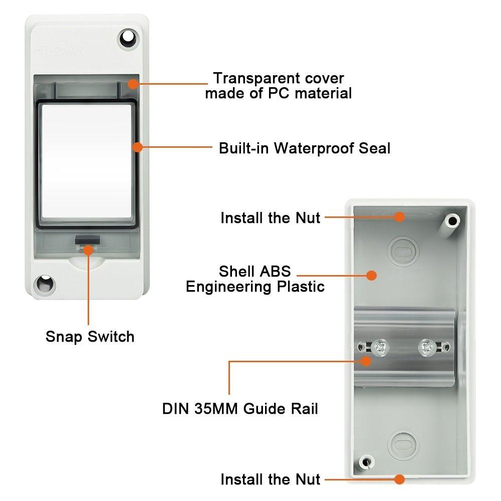 1Pcs 2 Way Breaker Box IP65 Waterproof Solar Junction Box Durable Air Switch Box for 2P Breaker