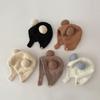 Children Hat with Bear Ear Design Solid Color Button Closure Elastic Breathable Winter Cap Cold Weather Accessory