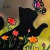 Lawn Animal Silhouette Acrylic Kitten Garden Stake, Decorative Yard Sculpture with Flowers And Outdoor Ornament Butterflies, Waterproof Cat