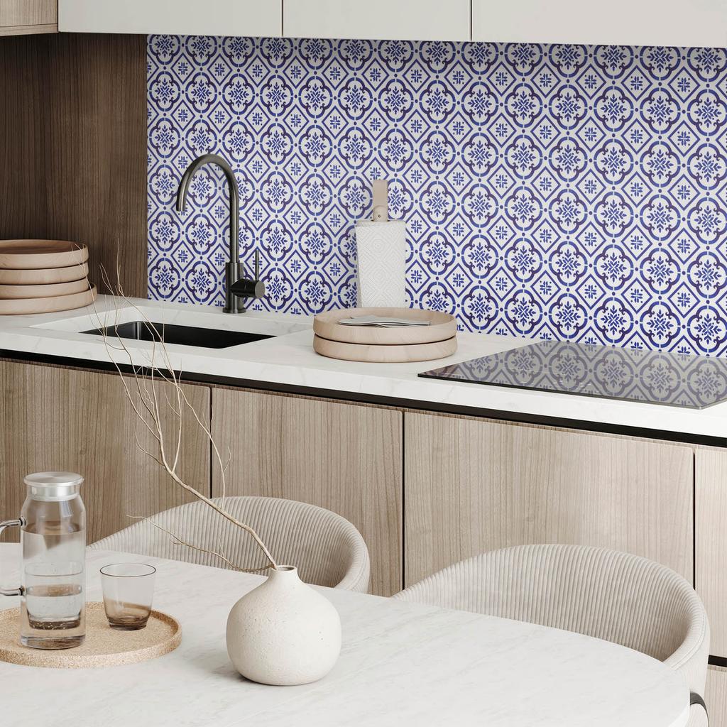 Printed Vinyl Wall Tiles for Dining Room Tile Pattern with Ornaments 9x30x30 cm