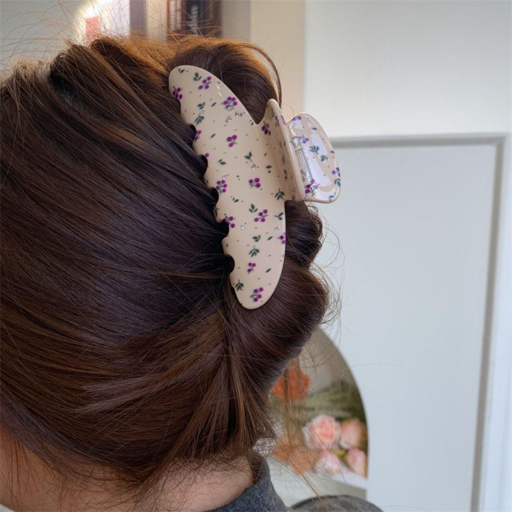 Shark Clip Fresh Acetate Hair Claw Rhinestone Flower Hair Claw Small Floral  Shark Clip  Streetwear