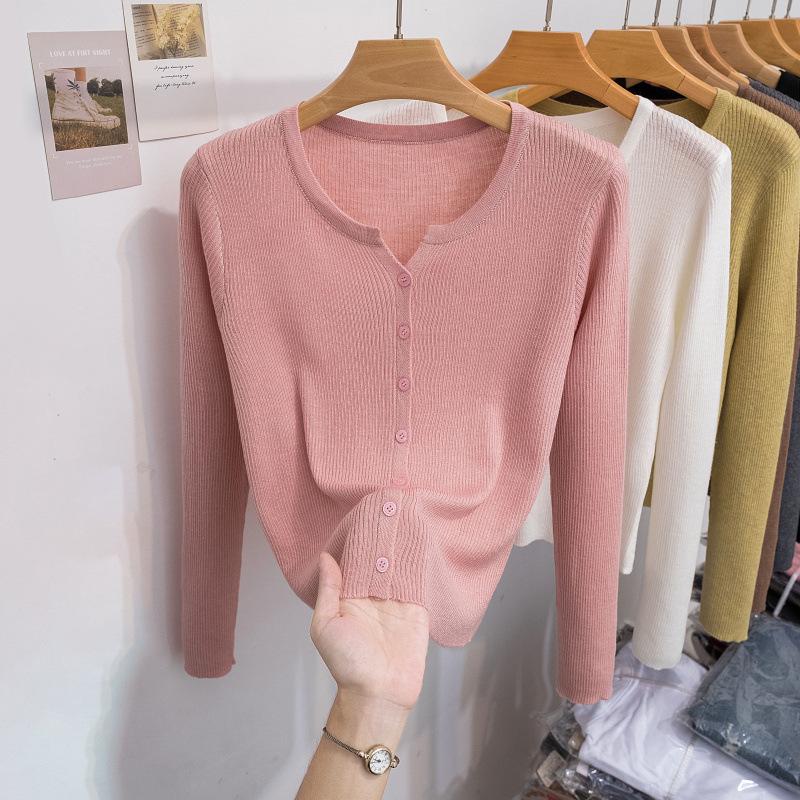 2024 Женский легкий кардиган из шерстяного трикотажа: Мягкая защита от солнца с длинным рукавом для весны/лета