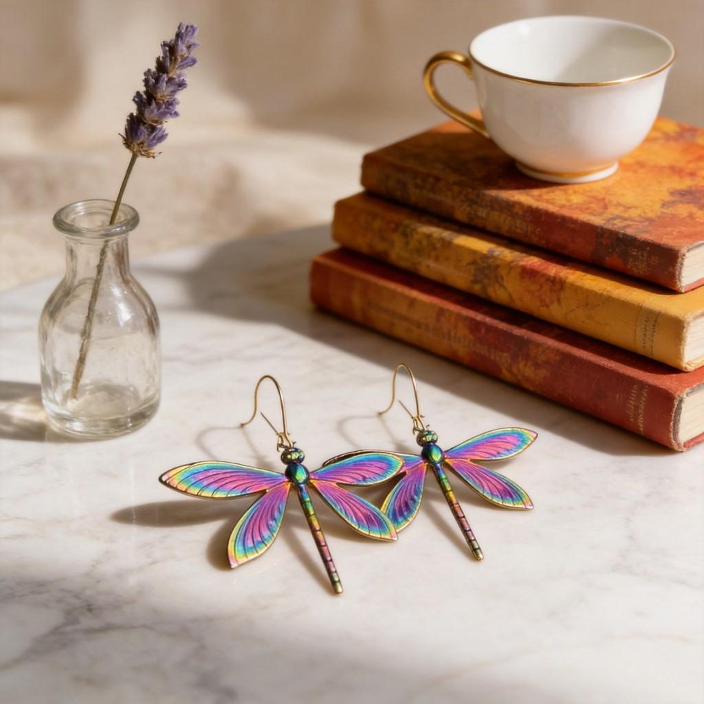 Unique Alloy Water Drop Earrings With Dragonfly Design For Gift Giving
